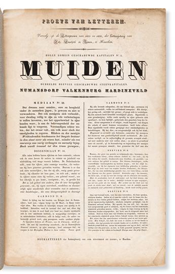 [SPECIMEN BOOK — JOH. ENSCHEDÉ EN ZONEN]. Proeve van Letteren Eerste [& Tweede] Verlvoog. Haarlem, 1830 and 1836.